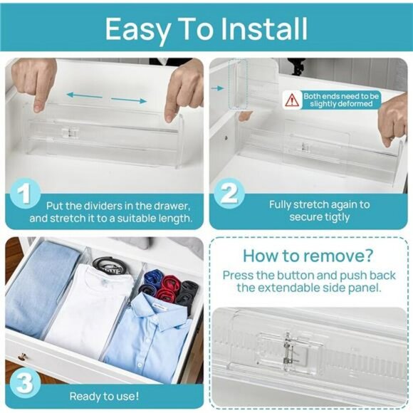 Expandable Drawer Dividers for Clothes Baby Dresser Closet Organizer Set - Picture 6 of 7